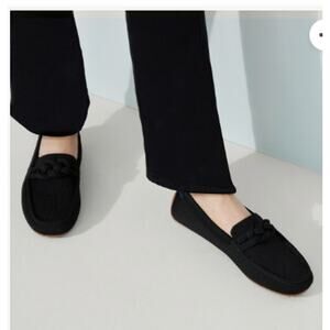 Rothy's The Braid Driver Loafer Size 7.5 Black Woven Recycled Knit - Like New
